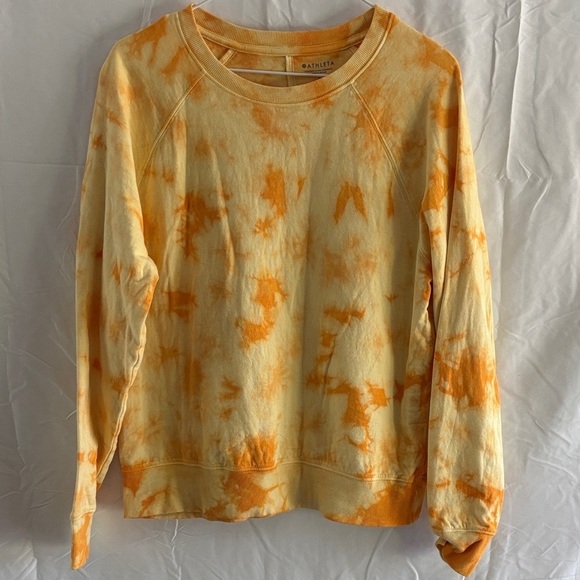 Athleta Sweaters - Athleta Vibrant Orange Tie-Dye Crew Neck Sweater